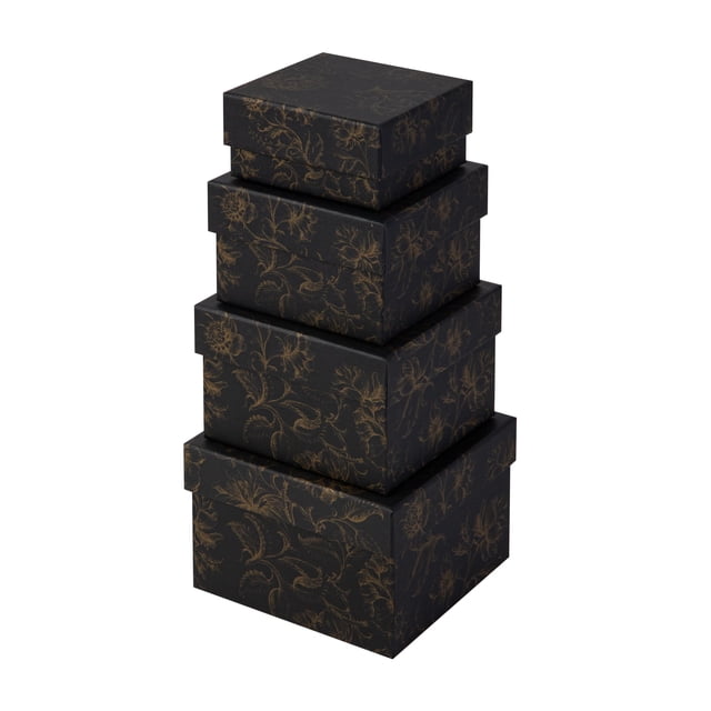 Set de cajas de regalo Sorarto de 4 piezas con forma de nido floral en oro negro