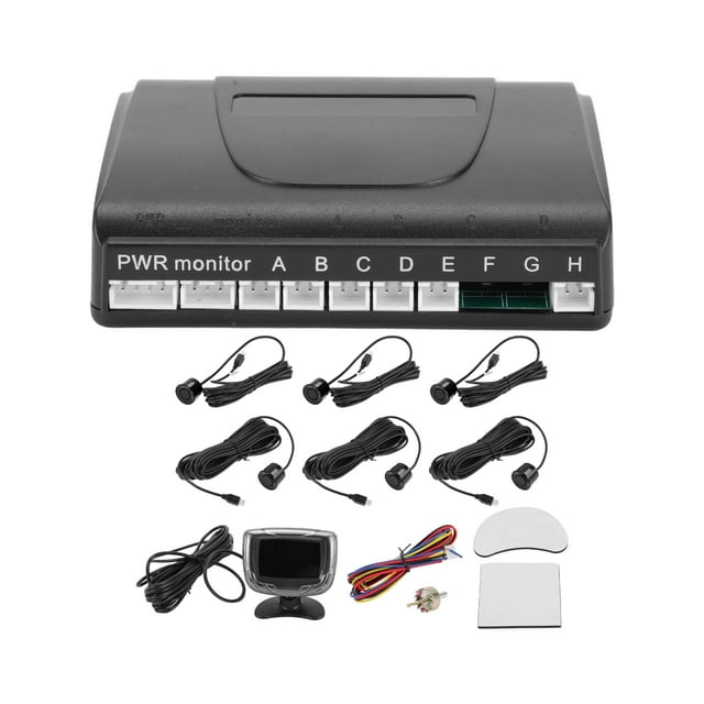 Sistema de Radar de Reversa para Vehículos Auto Unique Bargains con Pantalla LCD de Detección de Distancia y 6 Sensores de Estacionamiento Negros