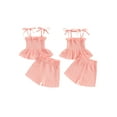 thumbnail image 3 of Aojekbee Baby Girls Summer 2 Piece Solid Color Bandage Sleeveless Camisole Tops and Elastic Shorts Set Fashion Cute Clothes, 3 of 10