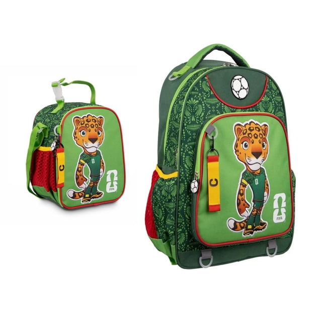 Mochila escolar con Licencia FIFA 2026 mascota 23 litos y Lonchera para Niños RUZ