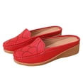thumbnail image 4 of Womens Fashion Wedge Mules Slip On Loafers Comfortable Memory Foam PU Faux Leather Red Non-Slip Shoes,Size 9, 4 of 8