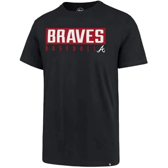 MLB Mens Dub Majeur Super Rival Équipe Couleur Primaire Logo Mot Marque T-Shirt (Atlanta Braves Marine, Petit, S)
