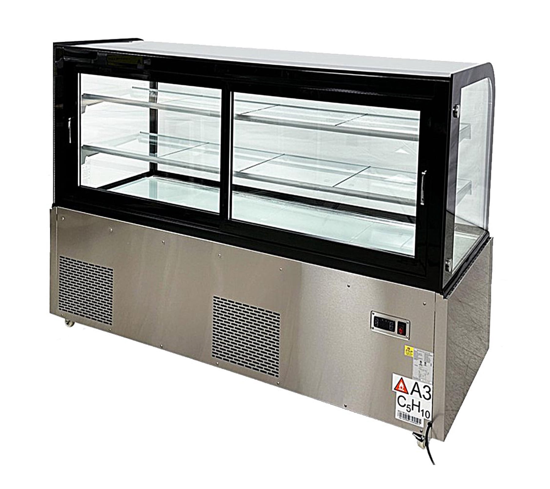 72" Commercial Refrigerated Bakery Display Case, Curved Glass Cake Showcase Refrigerator, 3 Shelf Pastry Display, NSF