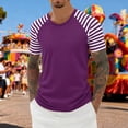 thumbnail image 2 of Wxolcjlv Men's T-Shirt Strip Print Waffle Coew Neck Short Sleeve Tshirt Summer Casual Breathable Tee For Daily Wear Festive Celebration,Size XS-5XL, 2 of 4