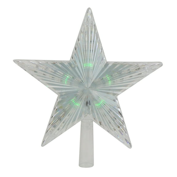 Northlight Lighted Flashing Crystal Star Christmas Tree Topper - 9" - Multicolor LED Lights