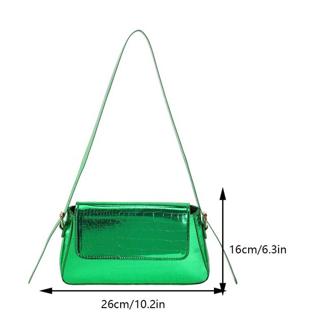 Bolsa De Hombro Bolso de hombro con relieve de cocodrilo de PU para mujer, bolso informal con solapa (verde)