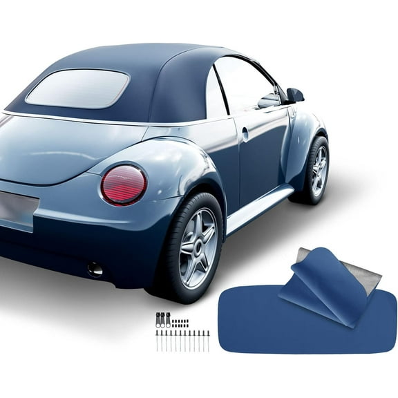 A-Premium Blue Convertible Soft Top Compatible with Volkswagen Beetle 2003-2010, Convertible, with Glass Window, Replace# 10-05-BEE-060