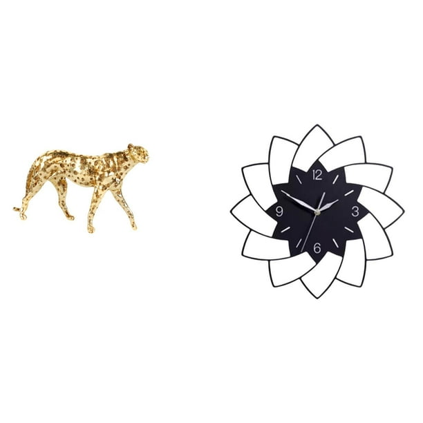 Figura de guepardo,Figura de guepardo dorado,adorno de escritorio moderno,Reloj de pared grande,Reloj de pared acrílico silencioso sin tictac,Reloj de pared grande para