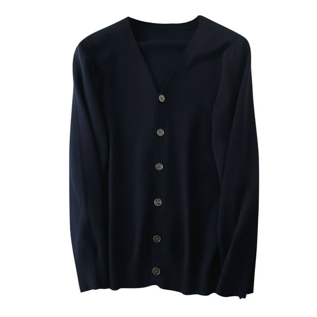 LIaqionyy Mens Lightweight Cardigan Sweaters V Neck Button down Long Sleeve Slim Knit Sweater Fall Outwear