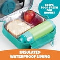 thumbnail image 2 of Bentology Insulated Lunch Box w Snack Pocket and Water Bottle Holder - Boys Girls and Kids Lunch Box Tote Keeps Food Hotter or Colder Longer Turquoise, 2 of 6