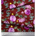 thumbnail image 2 of Soimoi Red Cotton Duck Fabric Leaves & Ranunculus Floral Print Fabric by Yard 42 Inch Wide, 2 of 3