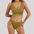 thumbnail image 2 of Lingerie Sets for Women Women's Underwear Set Gathering Underwear Women's Large Chest Display Small Shockproof Sports Bra Large U Open Back Beauty Tank Top Set Bra Set, Color:Yellow, Size:XL, 2 of 5