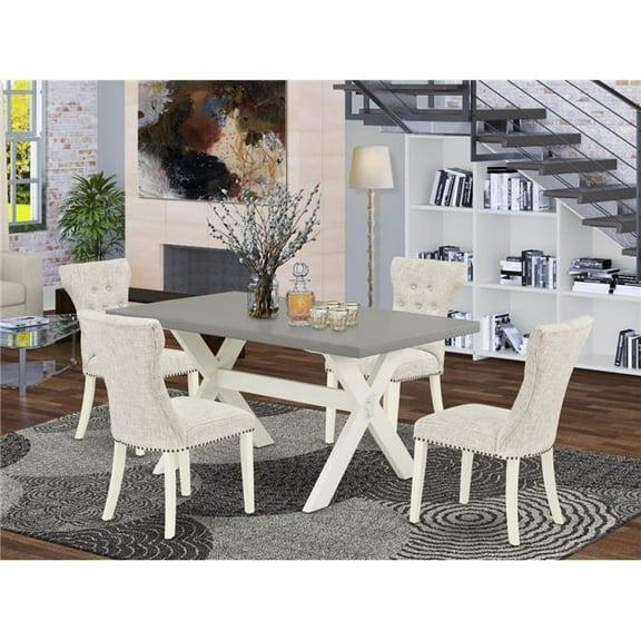 5 Piece X-Style Dining Table Set - Linen White