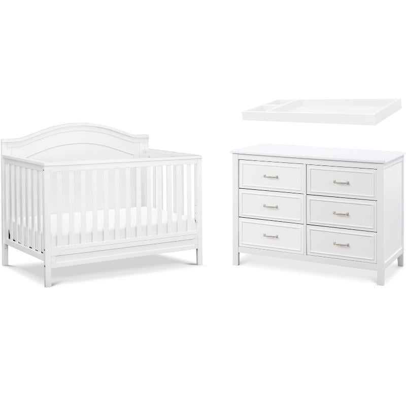 4in1 Convertible Crib and Dresser Set with Removable Changing Tray in