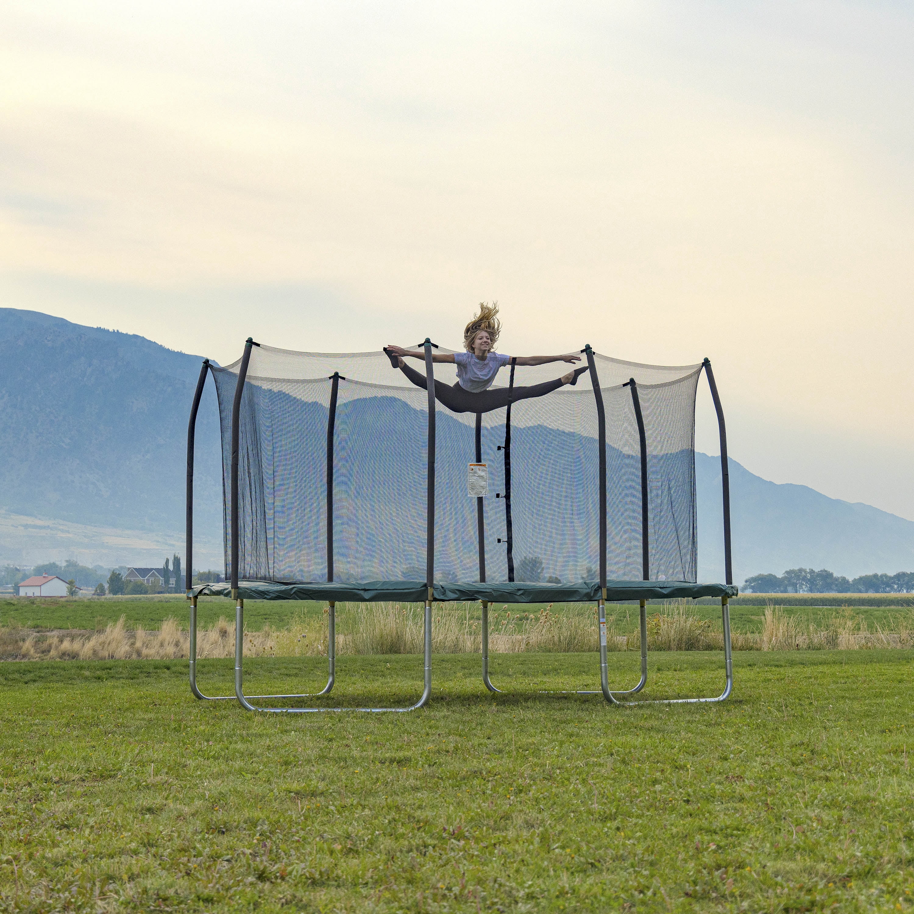 Skywalker Trampolines 14’ Rectangle Trampoline with Enclosure – Green