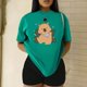 thumbnail image 3 of Playera Blusa De Capybara Con Paliacate Diseño Divertido Ropa Para Mujer Capibara Color Verde Talla Chica Marca Emil SaEs, 3 of 4