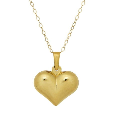Simply Gold 10kt Yellow Gold Puffed Heart Pendant, 18