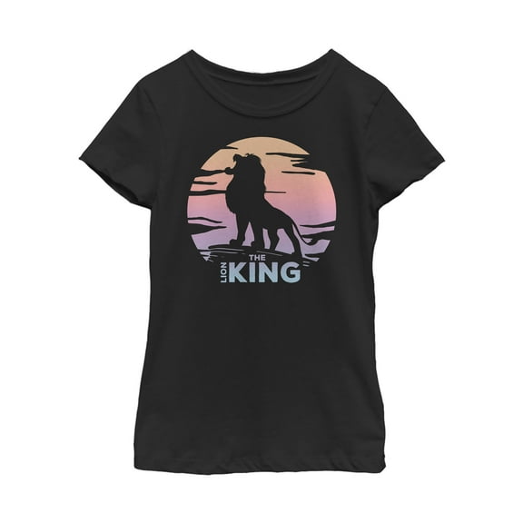 Girl's Lion King Sunset King  Graphic Tee Black X Large