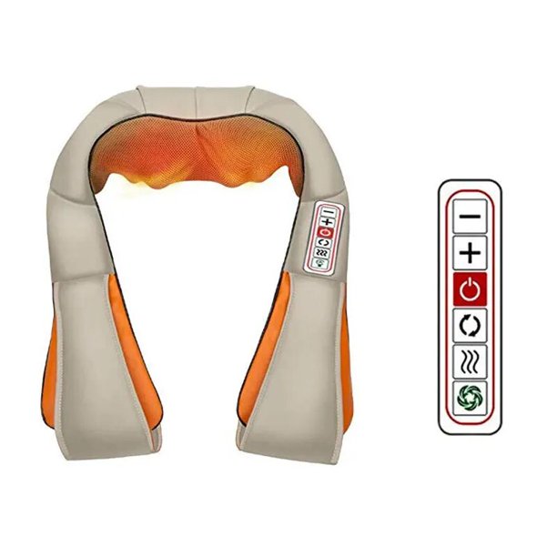Masajeador eléctrico Shiatsu en forma de U para espalda, cuello y hombros, masajeador corporal con calefacción infrarroja 4D, dispositivo de chal de masaje para coche/hogar