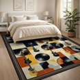 thumbnail image 3 of ODIKA 8'x10' Washable Area Rug Guitar Rock Music Vinyl Record Motif Retro String Themed Rocks for Living Room, Under Sectional, Family , Durable, Non-Slip, 3 of 7
