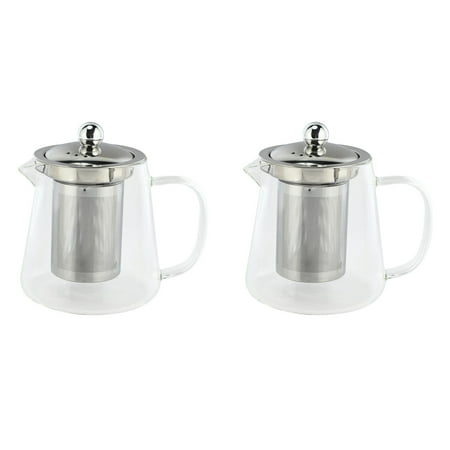 

2X 5Sizes Good Clear Borosilicate Glass Teapot with 304 Stainless Steel Infuser Strainer Heat Coffee Tea Pot Tool 380Ml