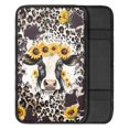 thumbnail image 2 of Renewold Cow Sunflower Leopard Print Retro Center Console Armrest Cover for Car, Armrest Cushion Cover Pad Soft Auto Car Interior Accessory Universal Fit for Sedan, 2 of 6