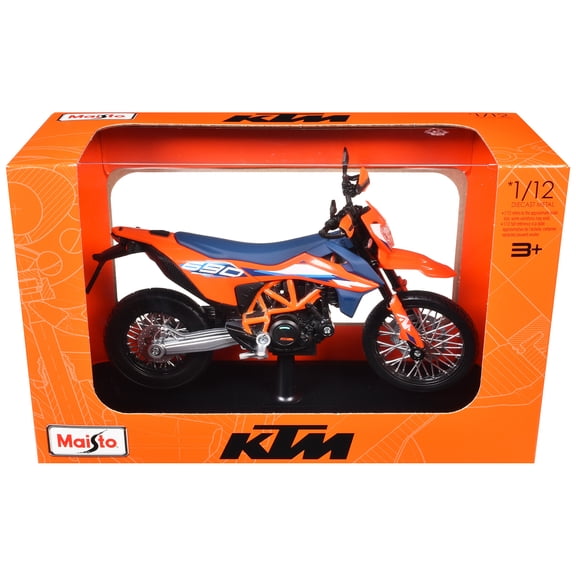 2023 KTM 690 SMC R Orange and Blue with Display Base 1/12 Diecast Model by Maisto