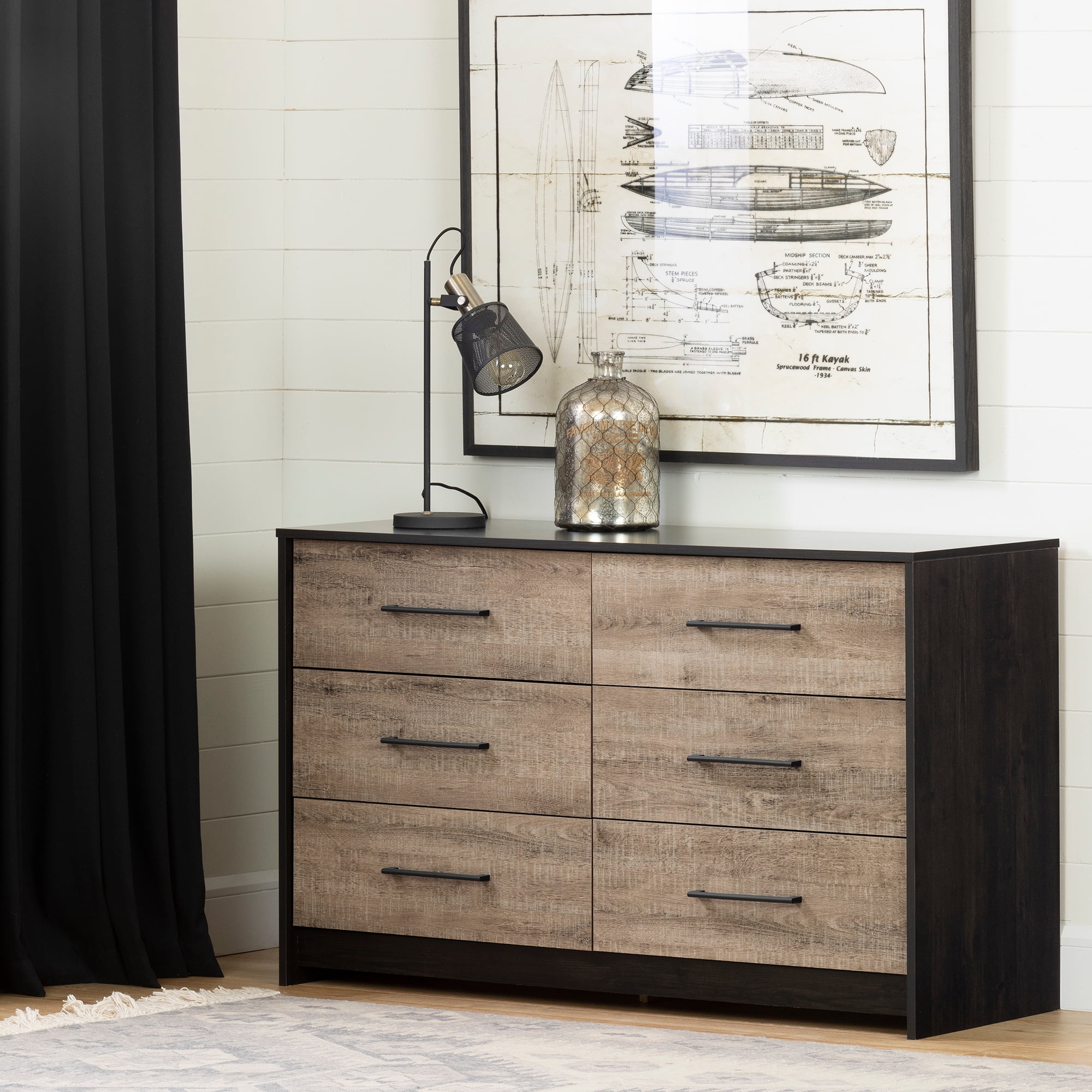 South S Holland 6 Drawer Double, Holland 6 Drawer Double Dresser