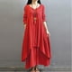 thumbnail image 2 of Nueva moda mujer Casual vestido suelto sólido manga larga Boho largo Maxi vestido Eccomum Rojo/XXXXL, 2 of 7