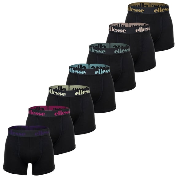 ellesse Calzoncillos para Hombre, Paquete de 7 - Yema Calzoncillos de 7 paquetes, Logo, Algodón Stretch Negro/Multi3 4XL (XXXX-Large)