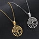 thumbnail image 2 of Zhuge Collar con colgante, hecho a mano para hombres y mujeres, collar de acero inoxidable con forma de árbol de la vida hueco circular simple, cadena de clavícula (oro), 2 of 5
