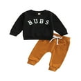thumbnail image 1 of Infant Baby Boys Fall Winter Outfits Long Sleeve Sweatshirt Letter Print Pullover Tops Jogger Pants Set, 1 of 6