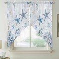 thumbnail image 5 of Ocean Starfish Swag Valances for Windows 2 Pack Nautical Sea Jellyfish Seahorse Coral Seaweed Seashell Swag Kitchen Curtains 45 Inches Long Rod Pocket Short Window Treatment for Kitchen 36"x45", 5 of 9