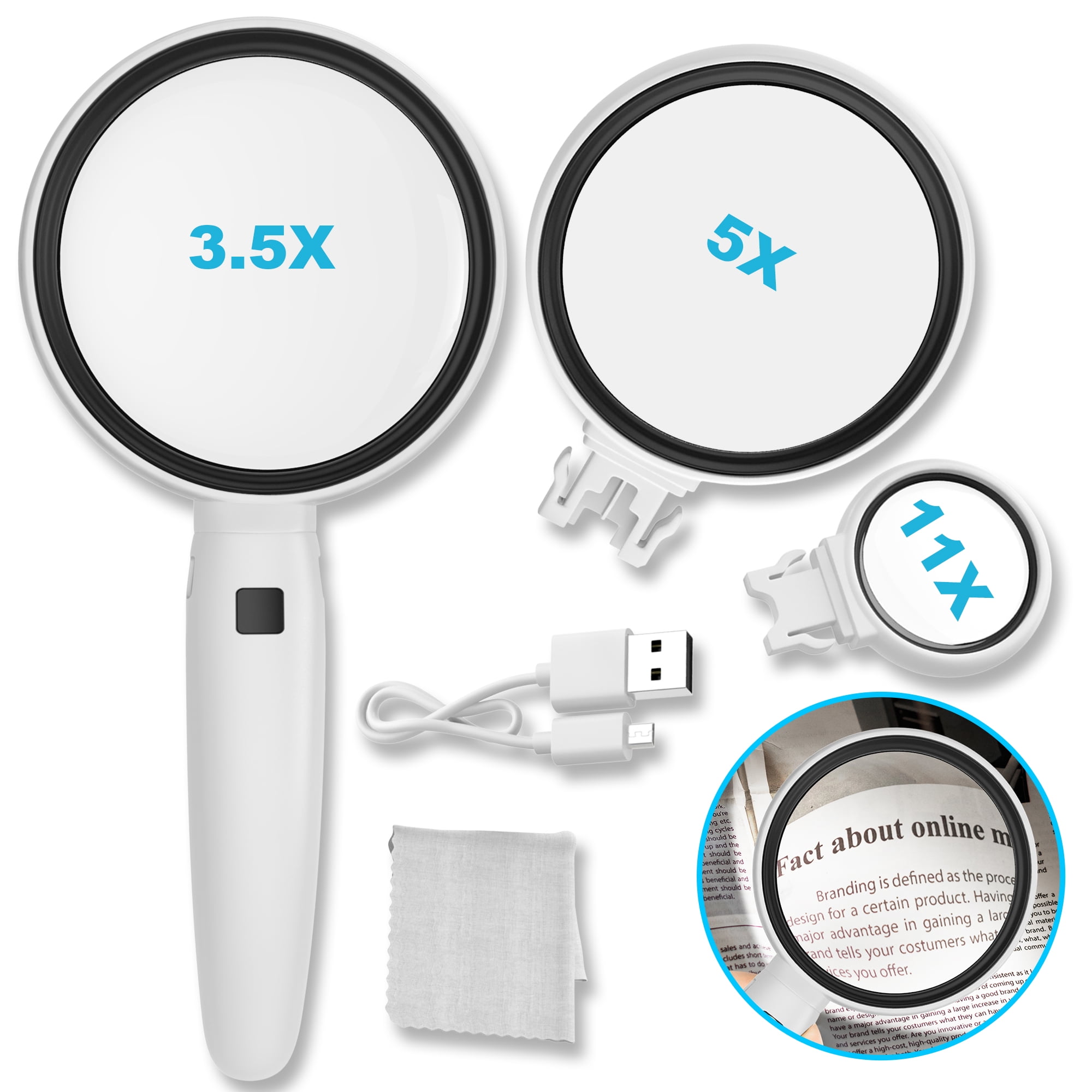 LIMEI-ZEN Magnifiers 15 Times The Elderly Reading LED Hand-held Glass HD Glass Inspection and Maintenance of The Glass