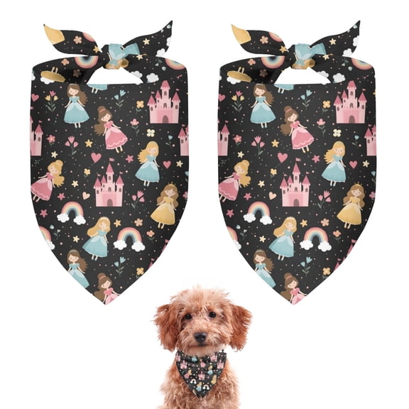 Dog Bandana 2 Pack,Star Princess Castle Pattern Bandanas for Dogs,Cat Bandana,Small/ Large Dog Bandana 2 Size,Dog Bandanas