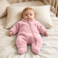 thumbnail image 2 of CAICJ98 Newborn Baby Boy Girl Fleece Outfit Footie Jumpsuit Winter Zipper Long Sleeve One-Piece Romper Snowsuit Warm Clothes,Size 6-9 Months, 2 of 9