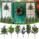 thumbnail image 1 of mfyjkho 2 tallos artificiales de árbol de Navidad con agujas verdes de imitación, ramas para manualidades, guirnaldas y decoración navideña., 1 of 5