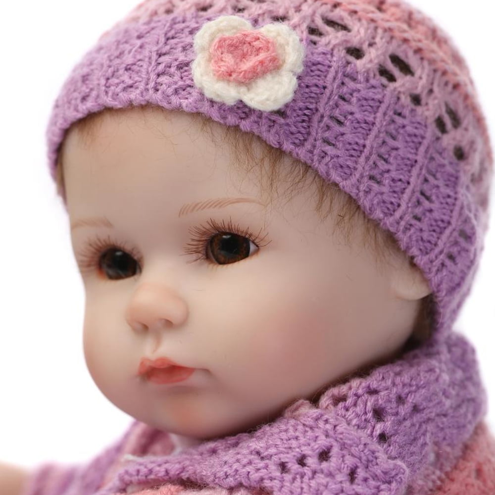 Reborn Baby Doll Girl Silicone Baby Doll Eyes Open With Clothes Hair 16inch H7D9 