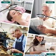 KIRKAS Magnifying Glass with Light and Stand, 3 Color Modes Stepless Dimmable LED Lighted Desk Lamp, Hands Free Flexible Gooseneck Magnifier with Light for Craft Hobby Painting Sewing Close Work
