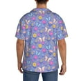 thumbnail image 3 of Lsque butterflies and flowers Print Men's Cuban Collar Short Sleeve Shirt Summer Beachwear Casual Button Down Fashionable Vacation Leisure Shirt-Large, 3 of 5