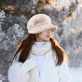 thumbnail image 6 of Women Newsboy Cap Beret Hat Fisherman Hat Soft Polyester Warm Lined Headwear for Vacation Date Trip, 6 of 9