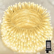 99FT 300 LED String Lights, Warm White Fairy Lights Plug in, 16 Modes Transparent Wire, 29V Low Voltage for Indoor Outdoor Christmas Wedding Party Decoration