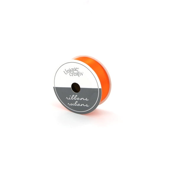 UNIQUE CREATIV, Ribbon, Single Face Satin, Orange, 25mm x 5.4m (1" x 18ft)