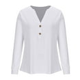 thumbnail image 5 of Long Sleeve Shirts for Women Women's Solid Color V-neck Long Sleeved T-shirt, 5 of 7