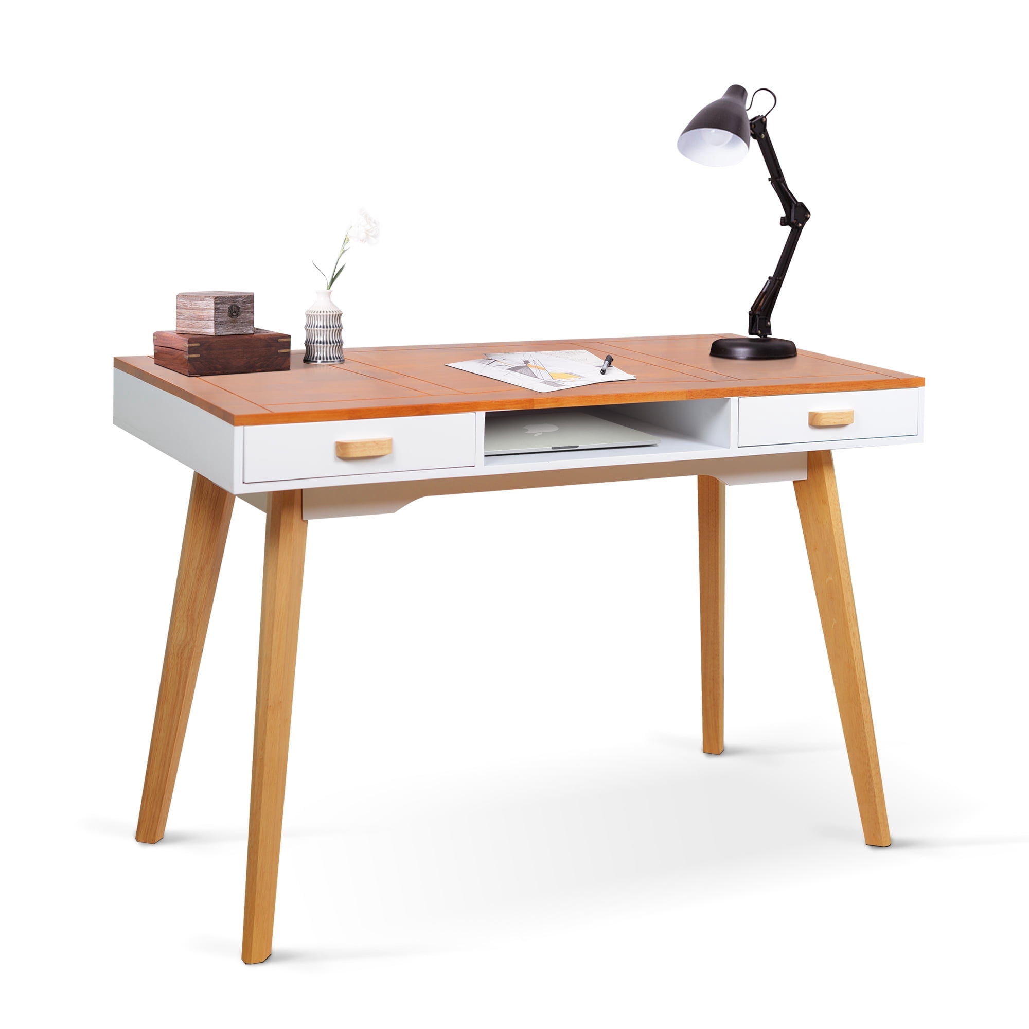 Organizedlife Writing Desk with Drawer, Modern Office Writing Table, Wooden Computer Desk for Home Office, Bedroom