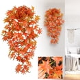 thumbnail image 2 of 39 Inch Artificial Maple Leaf Hanging Vine, 5 Pronged Bright Red Fall Faux Maple Garland, Fake Plant Wall Hanging Decor for Halloween, Thanksgiving, Porch, Wedding Backdrop & Home Decor, 2 of 8