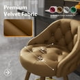 thumbnail image 5 of Ninecer Velvet Swivel Bar Stools Set of 2, 26" Counter Height Tufted Bar Chairs with Low Back, Round Upholstered Seat, Gold Legs, Footrest, 300lbs Capacity for Kitchen Island, Brown, 5 of 8