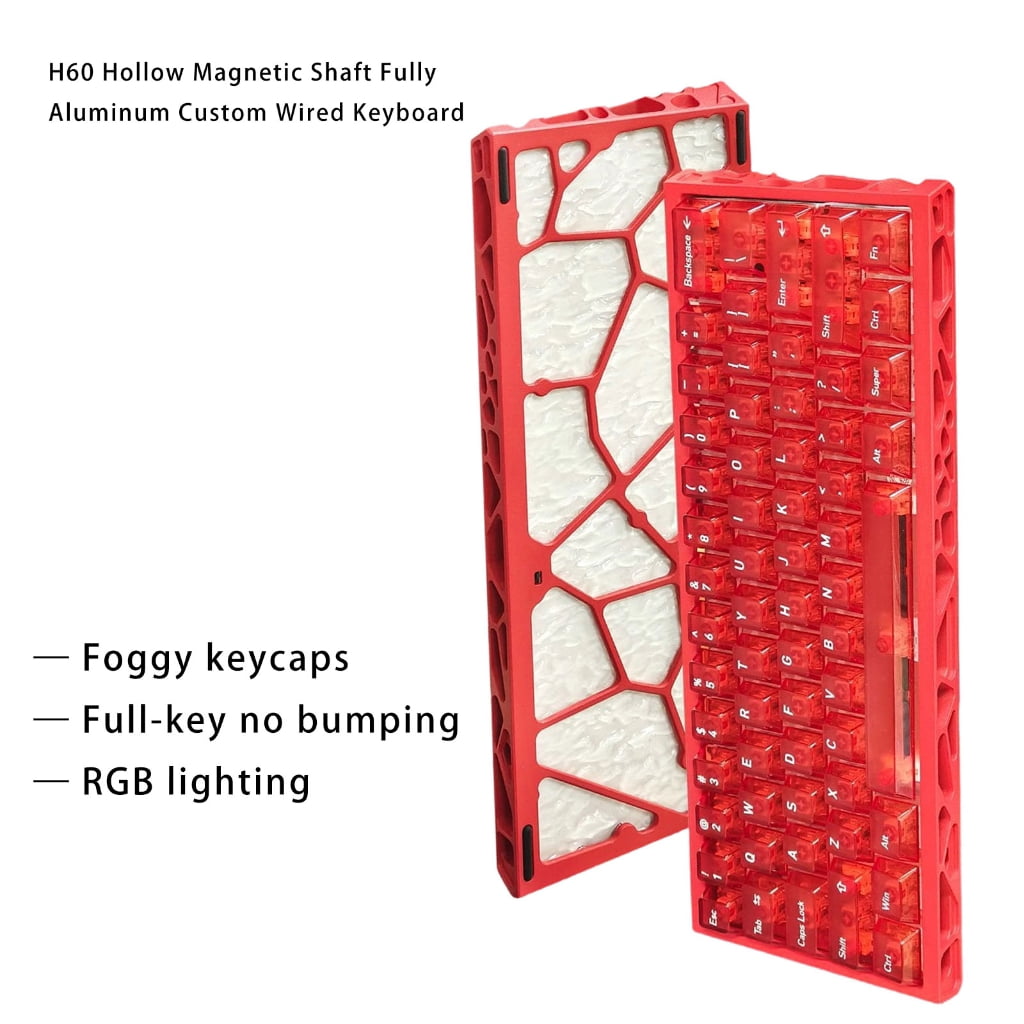 Gaming Keyboard Full Aluminum Hollow Frame Switches Programmable Color Backlit Corded Connection