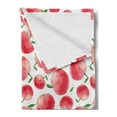 thumbnail image 2 of Fruits Soft Flannel Fleece Blanket, Hand Painted Watercolor Art Style Apples with Green Leaves Harvest Season, Cozy Plush for Indoor and Outdoor Use, 70" x 90", Dark Coral Green White, by Ambesonne, 2 of 5