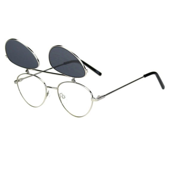Hipster Hippie Flip Up Triangle Lens Pimp Sunglasses Silver Black